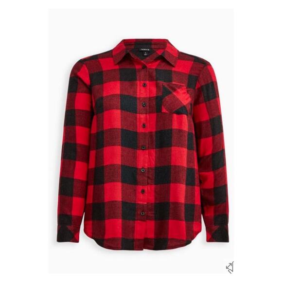 Torrid Red Plaid Brushed Rayon&Acrylic Button Up Shirt Sz.3 NWT - Picture 4 of 14